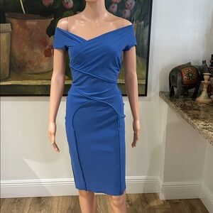Chiara Boni blue off the shoulder bodycon dress
